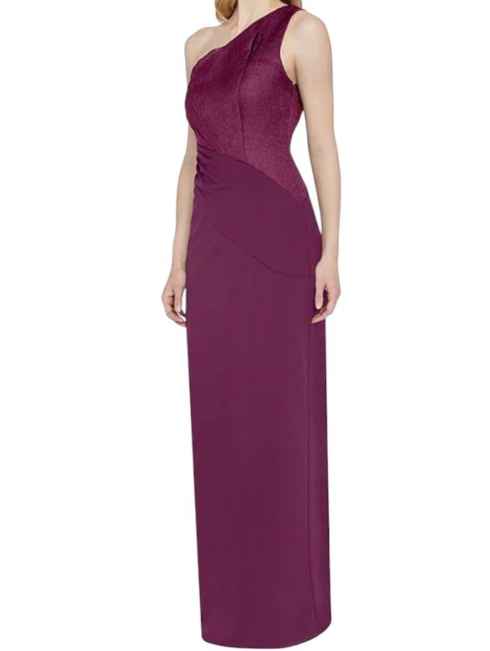 JS Collections Asymmetrical One-Shoulder Evening Gown - Plum... Size 10R